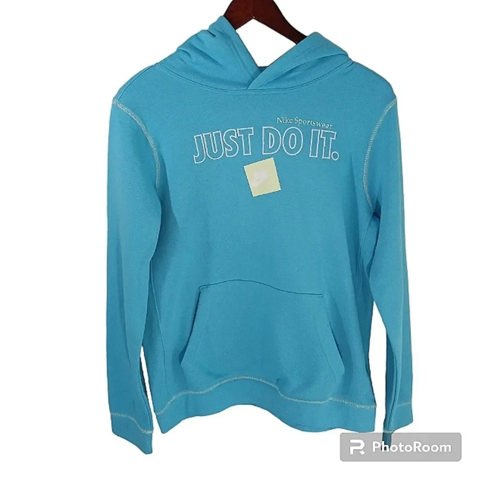 NIKE NWOT Woman's Teal and Lime green Pullover Hoodie Size XL juniors.
